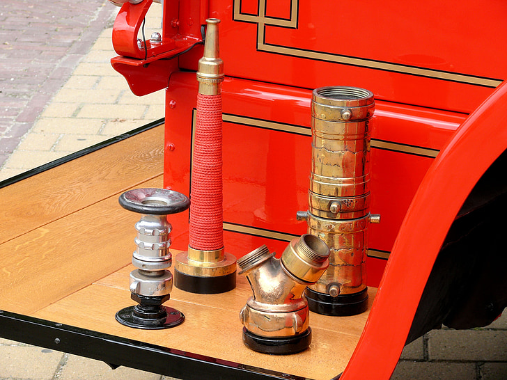 fire, antique, vintage, vehicle, red, oldtimer, fire department