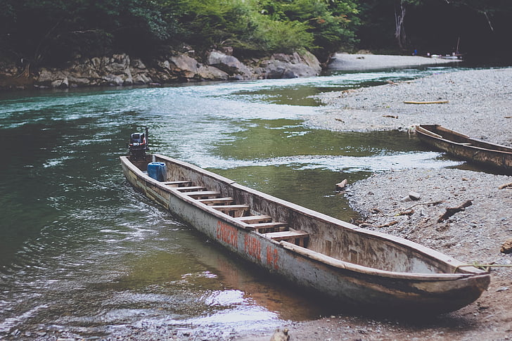båtar, floden, vatten, lera