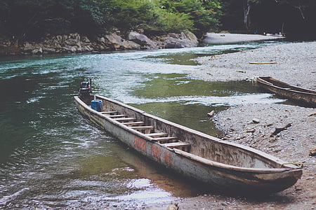 boats, river, water, mud