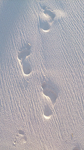 beach, footprint, sand beach, footprints in the sand