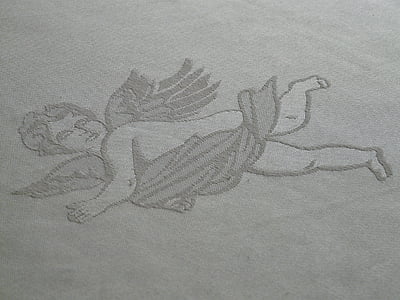 Ángel, mantel, patrón de, ala, decoración, pequeño ángel