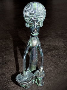 afrikai figura, afrikai szobrászat, sámán, varázsló, bronz