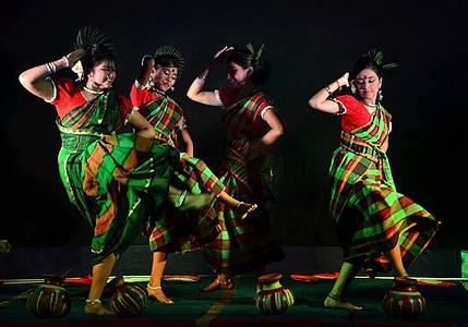dansa, folk, indi, ètnica, rendiment, tradicional, cultura