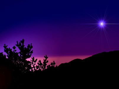 sky, mountain, viewpoint, star, contrast, silhouette