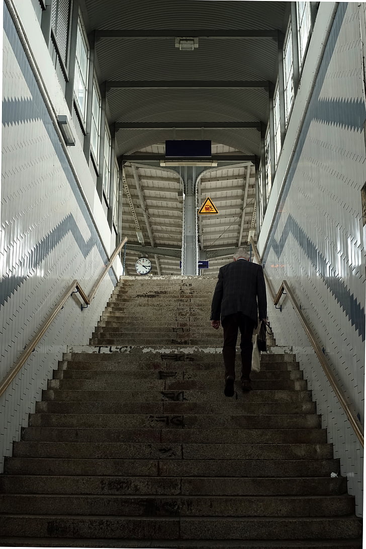 stairs, railway station, architecture, building, human, person