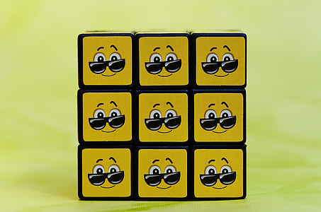 Cube, smilies, cool, Sjov, følelser, humørikon, humør