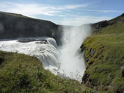 slap Gullfoss, slap, reka, Hvítá, ölfusá, Haukadalur, Islandija