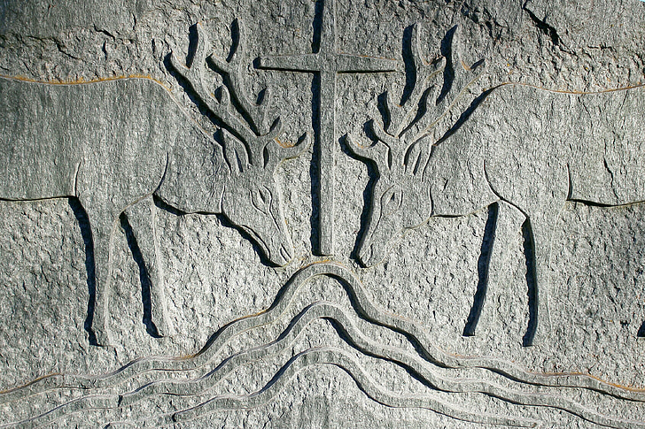 Bantuan, batu, simbol, alam, liar, Hirsch, tanduk