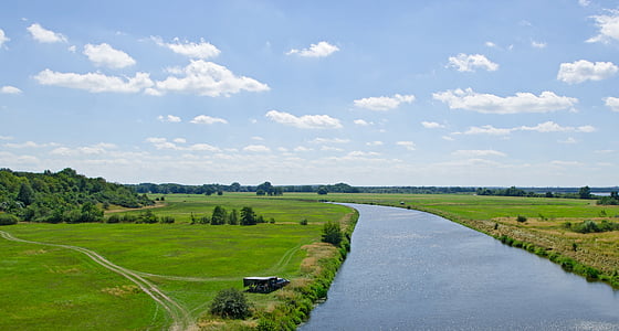 trough, river, bitterfeld, meadow, sky, water, nature