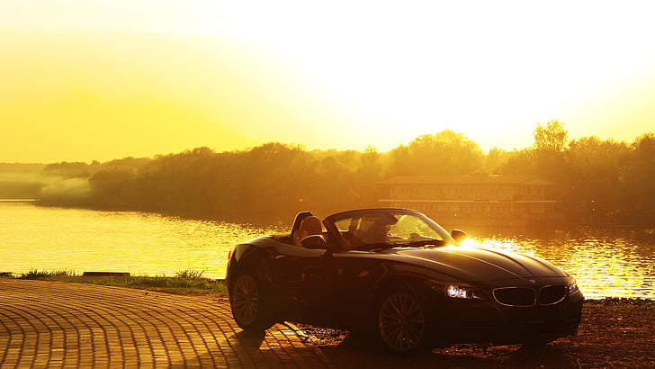 BMW, Cabriolethyra, 4-serien, nya, BMW cabriolet, solnedgång, solen
