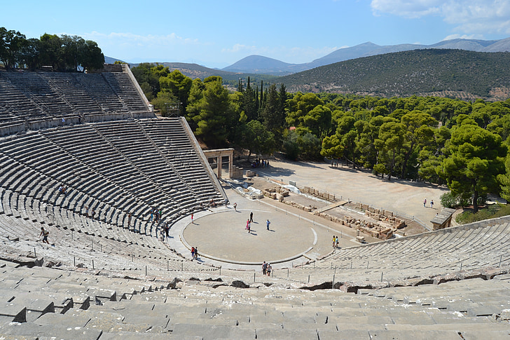 Epidaurus, Řecko, divadlo, brány, krajina