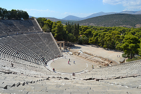 Epidaurus, Yunanistan, Tiyatro, Tırmıklar, manzara