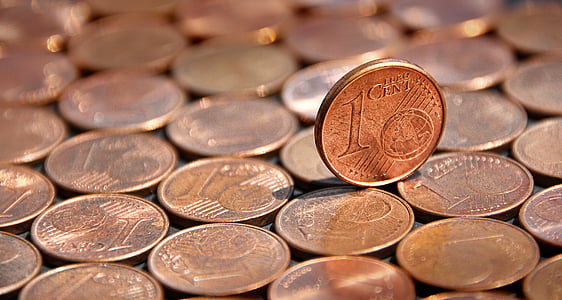 mynt, prosent, penger, betalingsmidler, kobber, euro, Specie