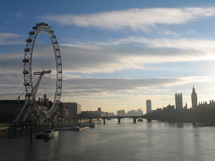 Londyn, Thames, oko, duże, Miasto, Rzeka, Anglia