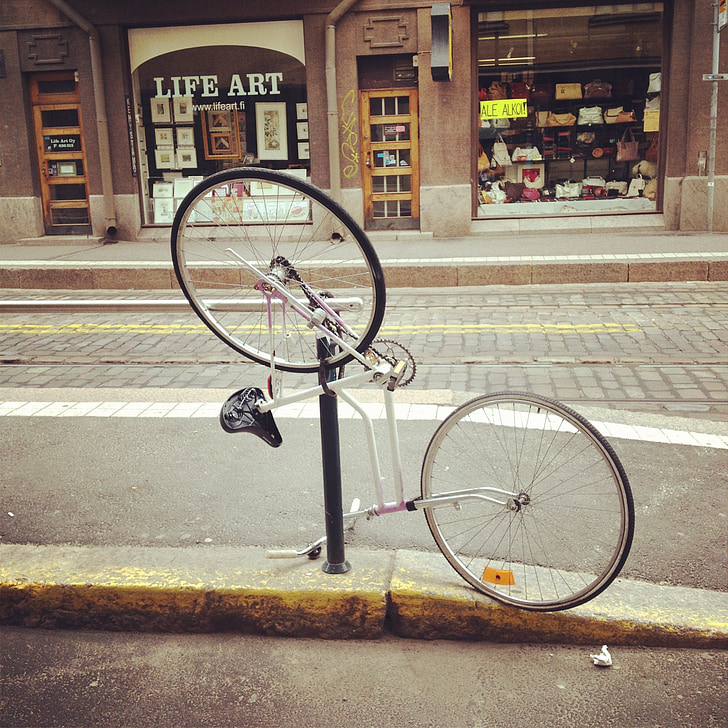 kerékpár, utca, Helsinki