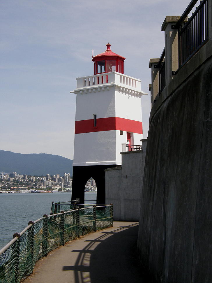 lighthouse, seawall, sea, ocean, landmark, fortress