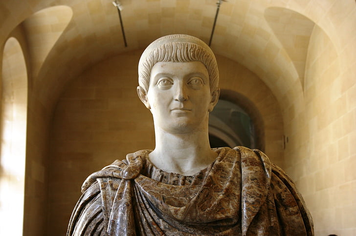 Constantino, Imperador Romano, escultura, Louvre