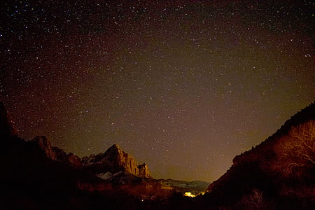 nature, mountains, cliffs, night, sky, stars, star - Space