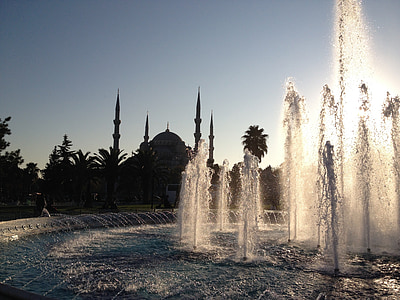 Истанбул, пътуване, Турция, град, джамия, вода, фонтан