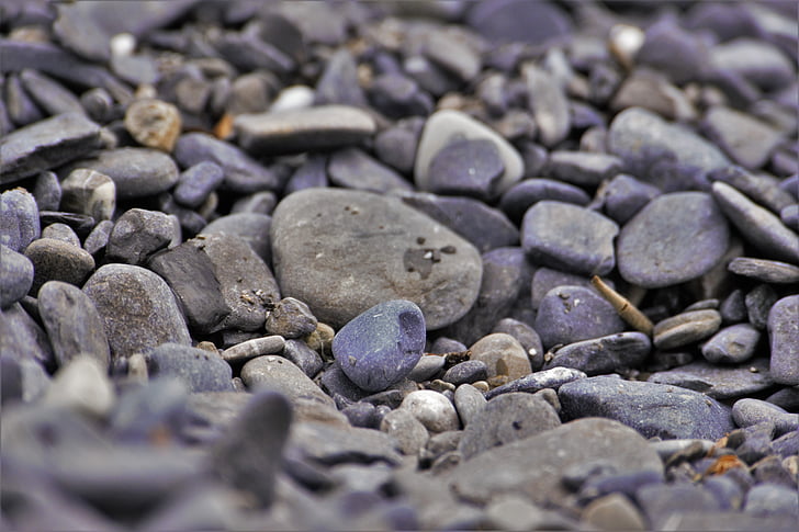 steiner, stein strand, Lukk, ferie, grå, blå