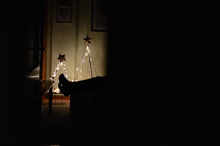 dekoracija, Božić, drvo, zvijezda, osvijetljeni, Lanac, Vila