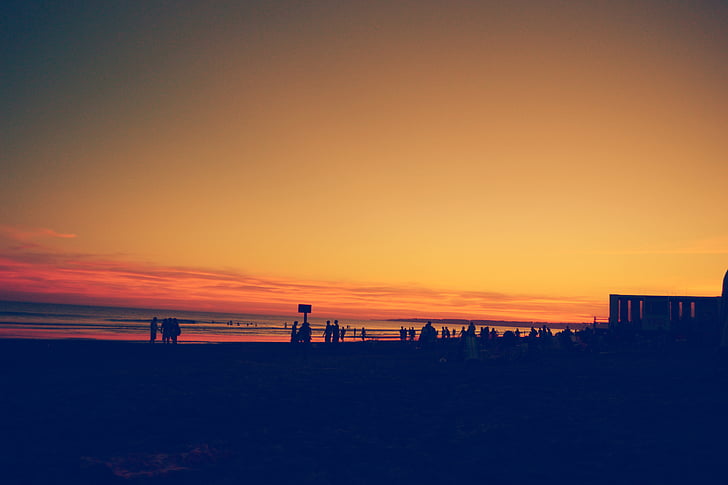 Beach, zarja, Mrak, na prostem, morje, obris, sončni vzhod