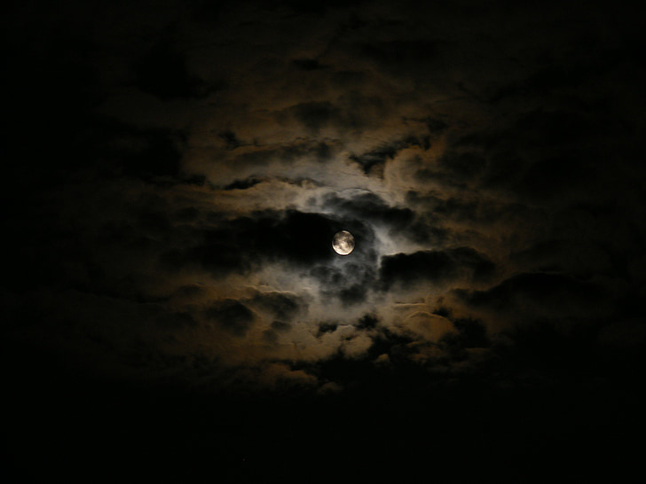 noir, nuages, sombre, Lune, nuit, Sky, nature