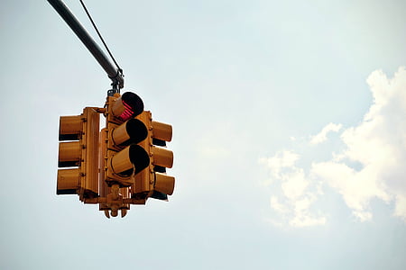 trafikk, lys, rød, signalet, trafikklys, stopp, himmelen