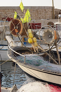 fiske, Marseille, Frankrike, netto, båt, Middelhavet, Middelhavet