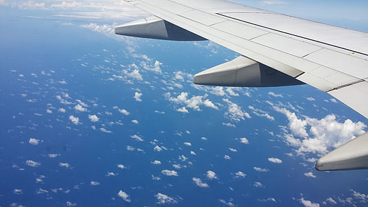 avió, imatge del cel, imatge del cel de l'avió, núvols, avió, vol, ala d'avió