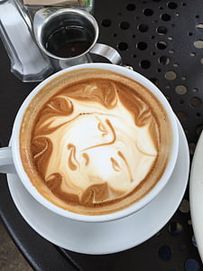 Latte, španělské latte, káva, Káva kreslení, obličej, pohár, nápoj