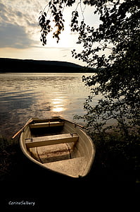 water, boat, evening, lake, nature, outdoors, nautical Vessel