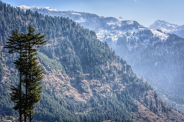 Manali, Himalaya, calme, toile de fond, paysage, montagnes, voyage