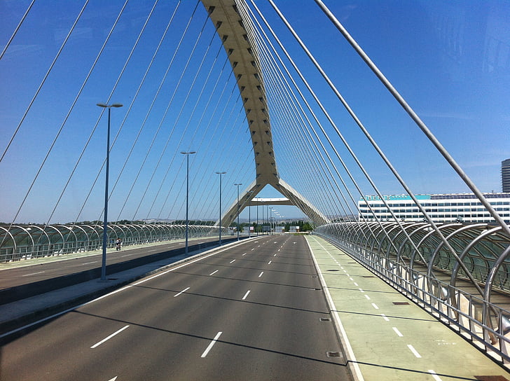 Most, Zaragoza, Španielsko, Most - man vyrobené štruktúra, visutý most, Architektúra, USA