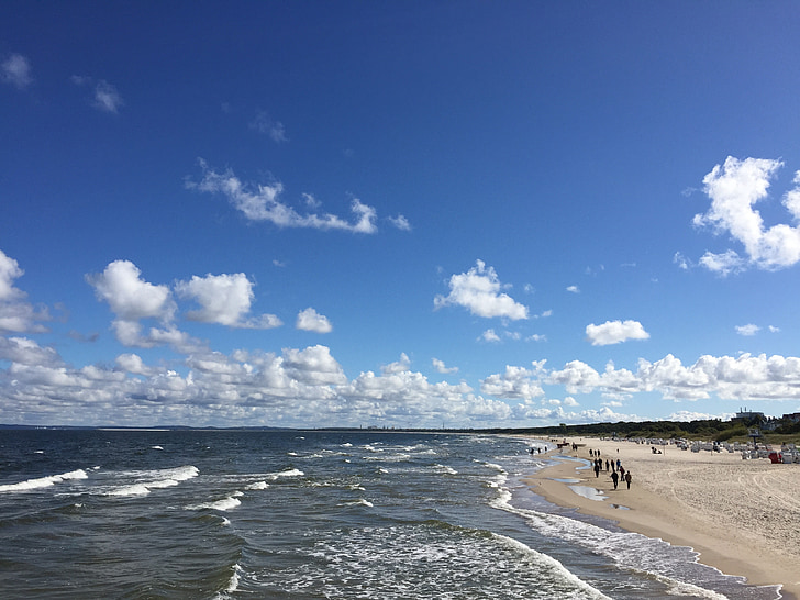 Mar Báltico, arena, Playa, agua, cielo, ola, Banco