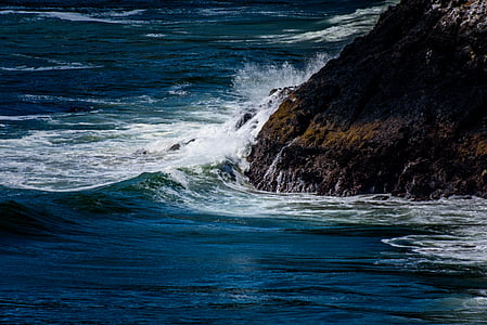 coast, nature, ocean, rock, sea, splash, water