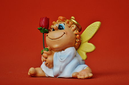 angel, guardian angel, rose, valentine's day, love, cute, wave