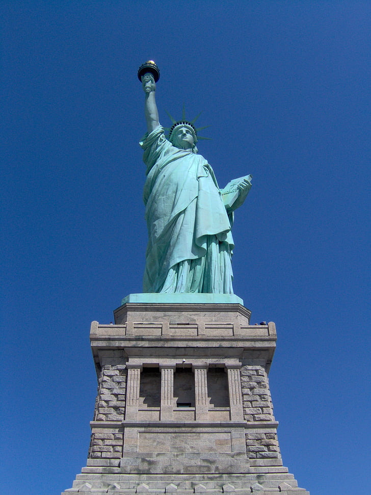 statue of liberty, new york, skyline, manhattan, usa, america, landmark