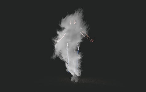 dūmi, persona, attēlā, mākonis, melnbalts, White cloud, minimāla
