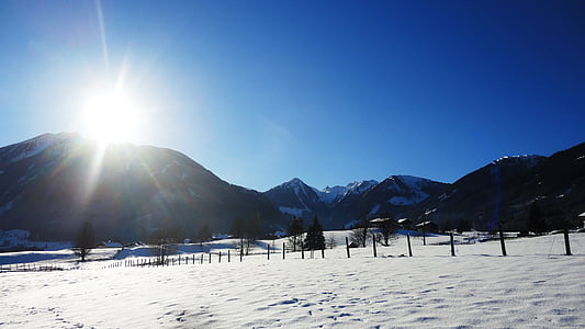 冬天, 高山, 雪, 奥地利, 施蒂利亚州
