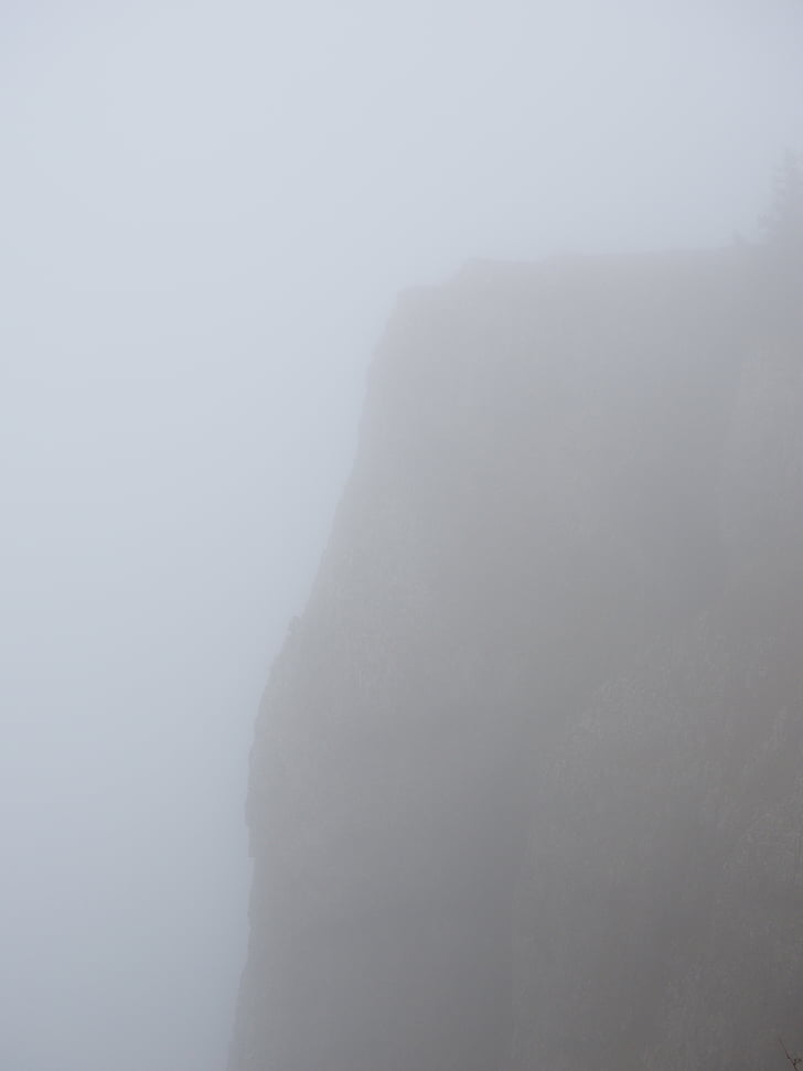 roca, niebla, abismo, profundo, Creepy, místico, Creux du van