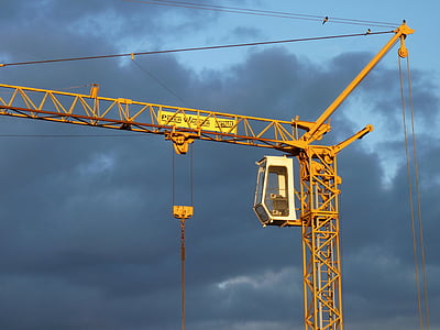 crane, driver's cab, house construction, industrial plant, work, technology, industry