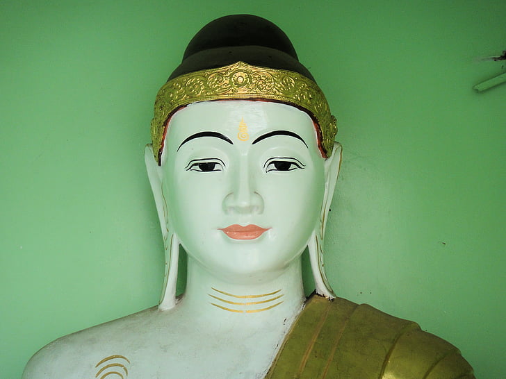 Bouddha, Myanmar, Birmanie, visage, serein