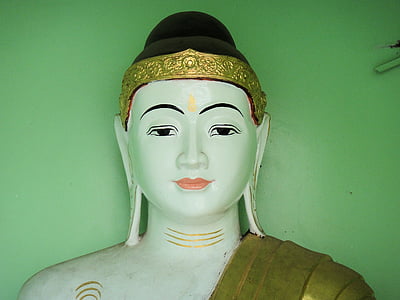 Bouddha, Myanmar, Birmanie, visage, serein