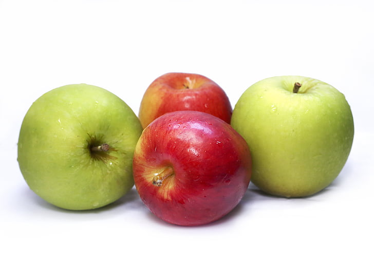 appels, vers, groen, rood, gezondheid, gezonde, fruit