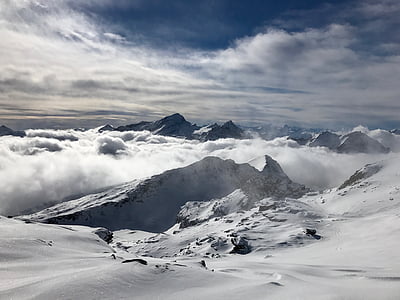 Berg, Landschaft, Peak, Gipfeltreffen, Schnee, Blick, ästhetische