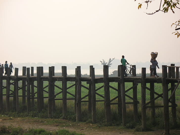 Myanmar, Mandalay, Ponte gamba u, persone, tempo libero, uomini
