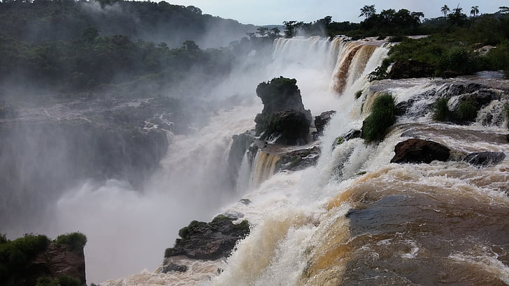 Бразилия, пейзаж, Природа, скалы, Водопады, Водопад, движение