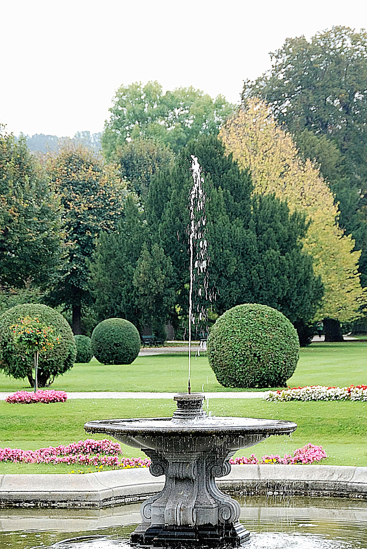 fountain, water fountain, park, tree, formal Garden, park - Man Made Space, nature