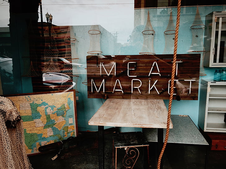 mięso, rynku, miejsca, mapę, Wnętrze